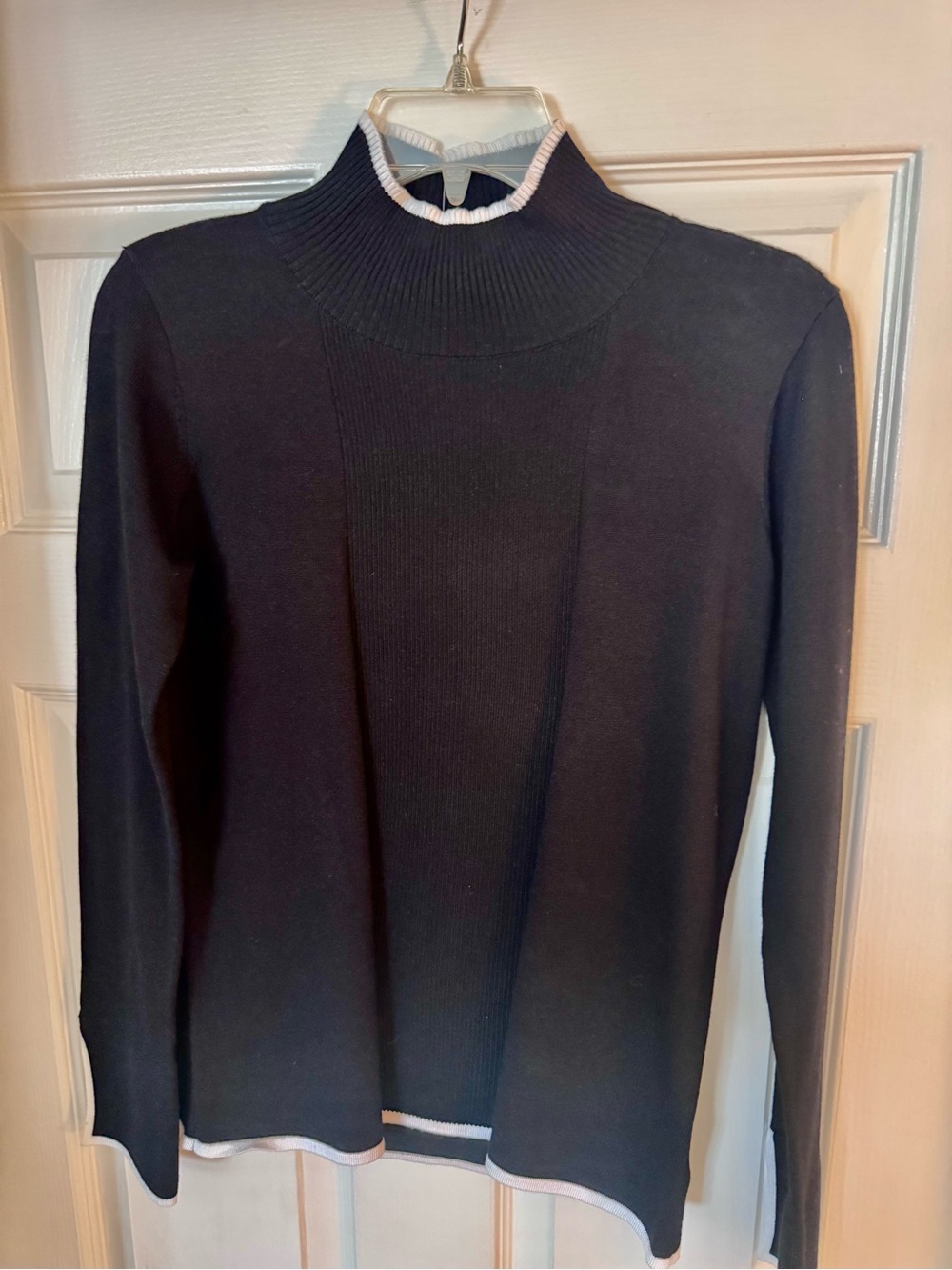 Morgan Taylor Black Turtleneck Sweater with White Trim